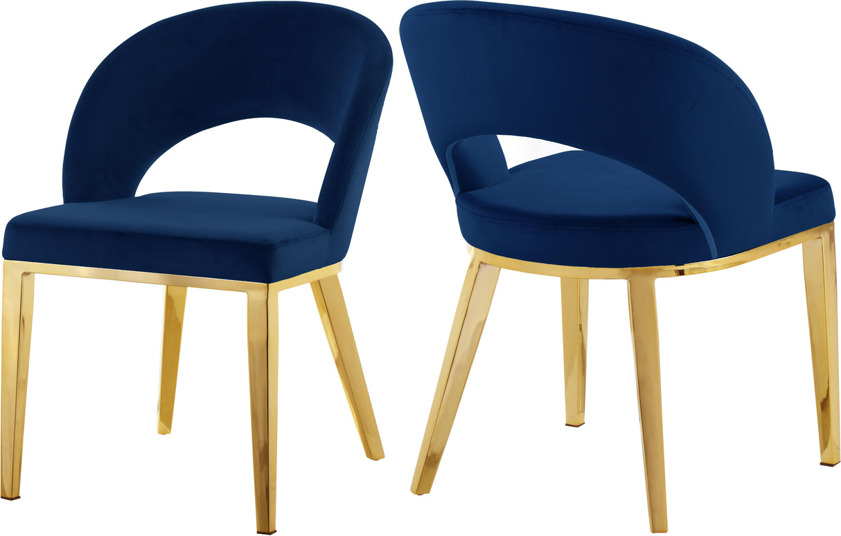 Roberto Navy Velvet Dining Chair - galleria furniture outlet