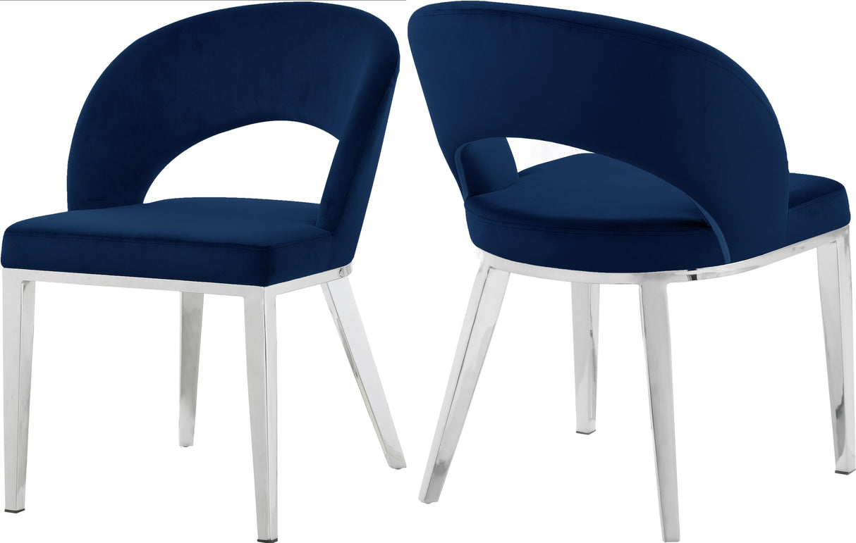 Roberto Navy Velvet Dining Chair - galleria furniture outlet