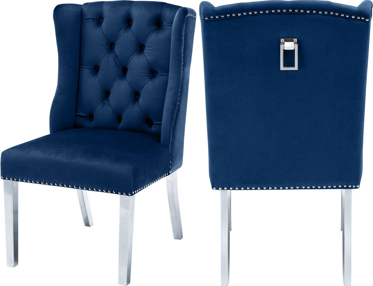 Suri Navy Velvet Dining Chair - galleria furniture outlet