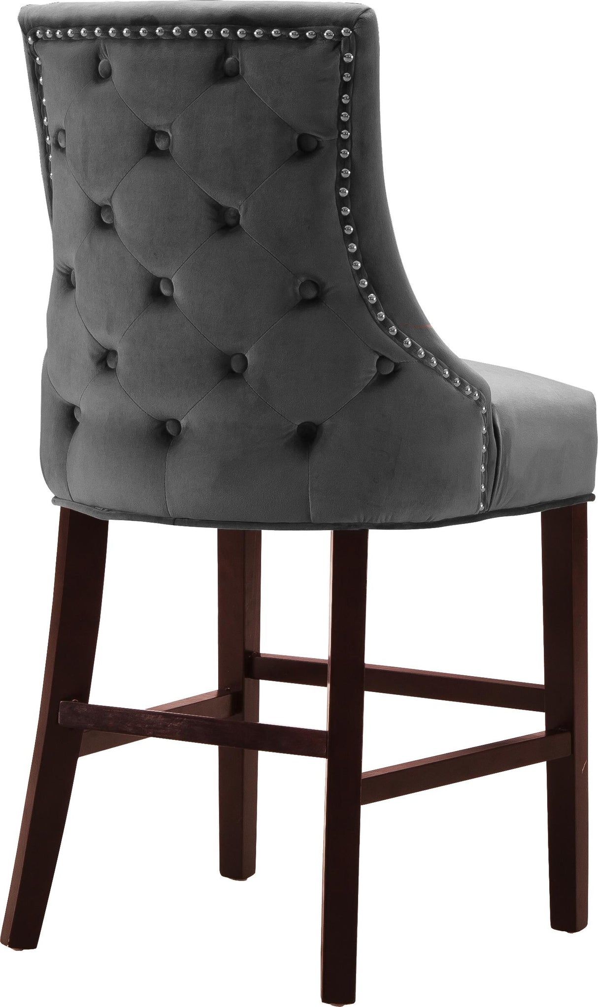 Hannah Grey Velvet Stool - galleria furniture outlet