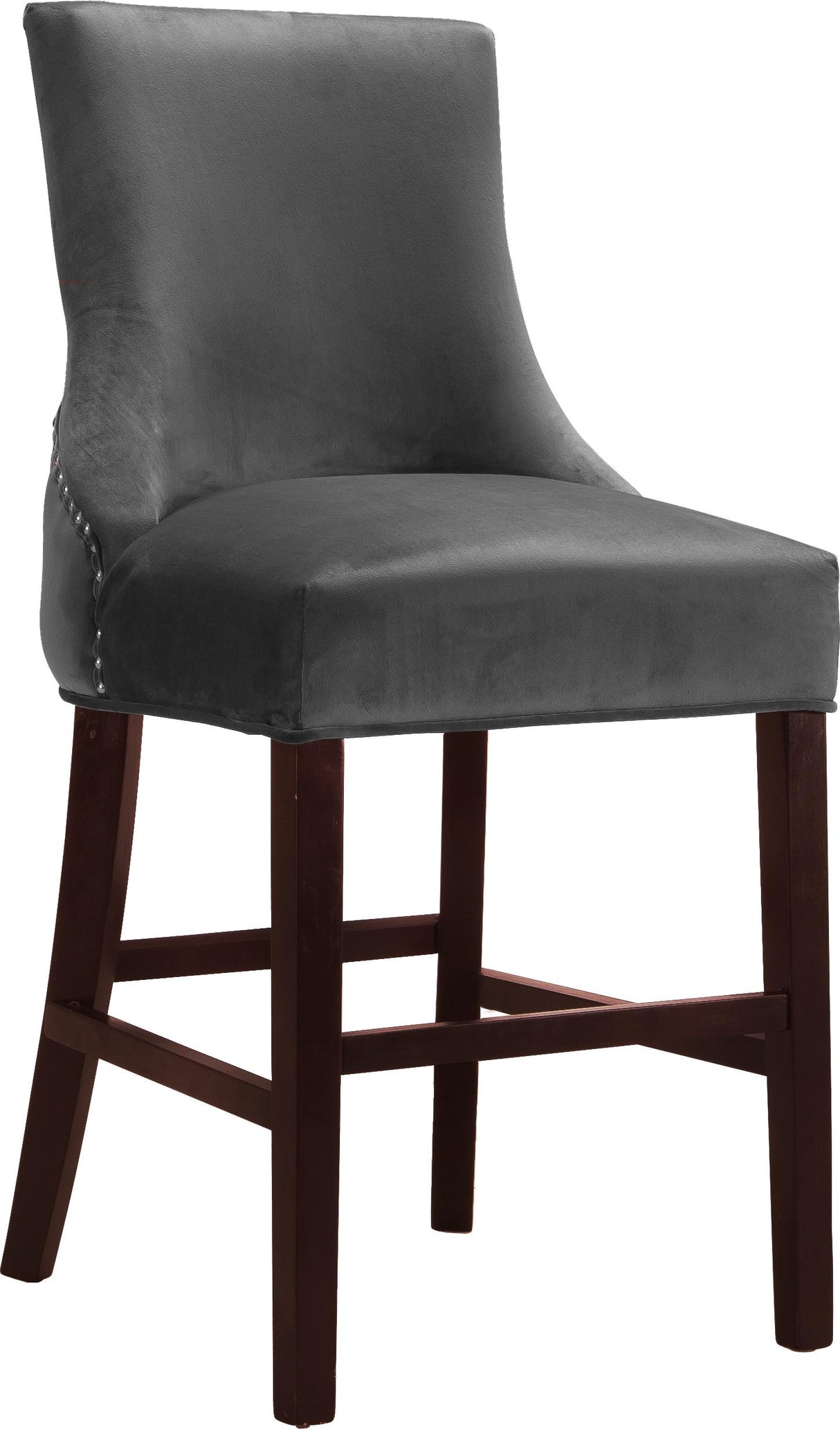 Hannah Grey Velvet Stool - galleria furniture outlet