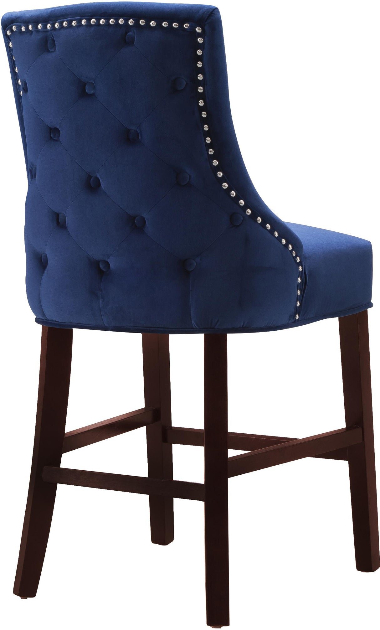 Hannah Navy Velvet Stool - galleria furniture outlet