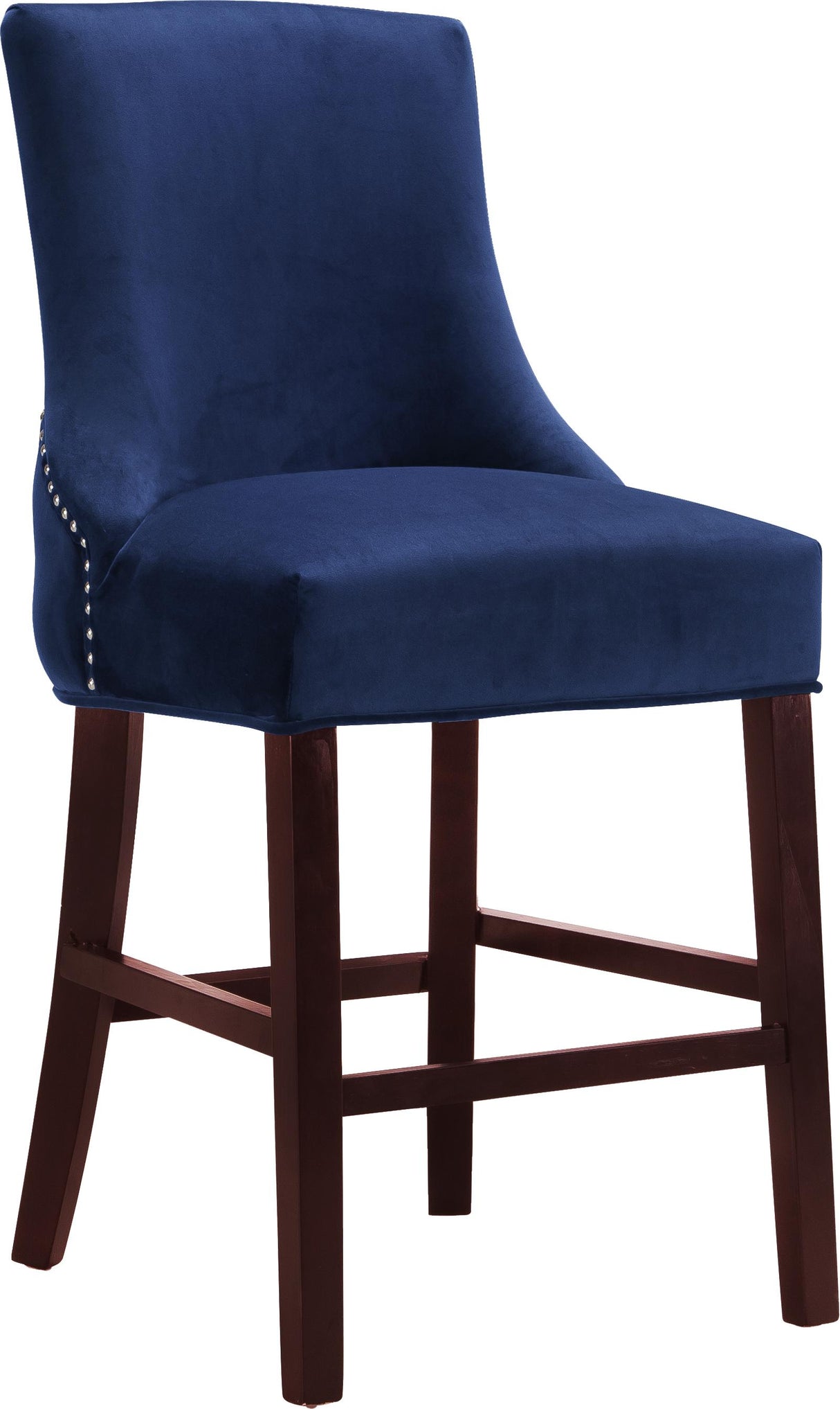 Hannah Navy Velvet Stool - galleria furniture outlet