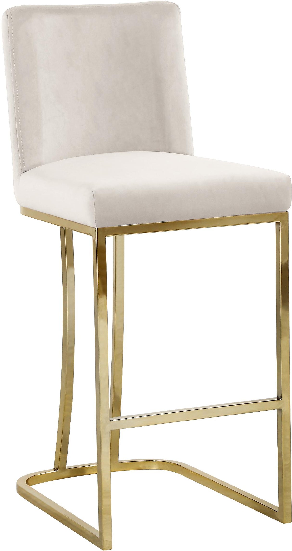 Heidi Cream Velvet Stool - galleria furniture outlet