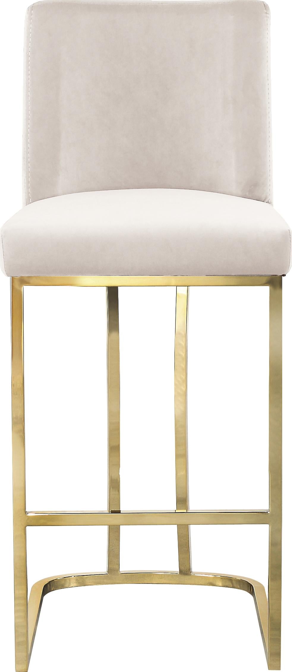 Heidi Cream Velvet Stool - galleria furniture outlet