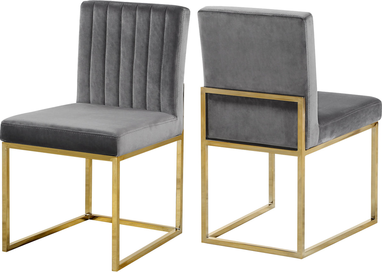 Giselle Grey Velvet Dining Chair - galleria furniture outlet