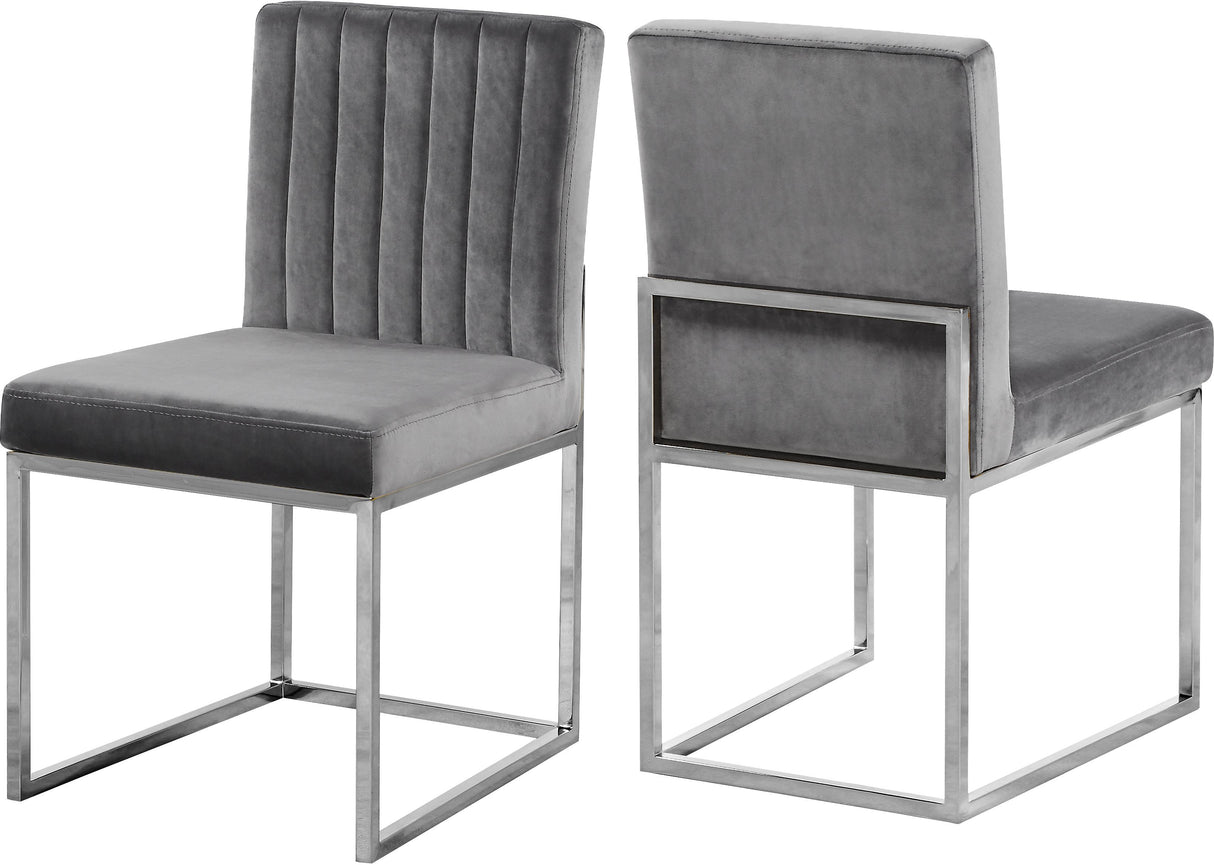 Giselle Grey Velvet Dining Chair - galleria furniture outlet