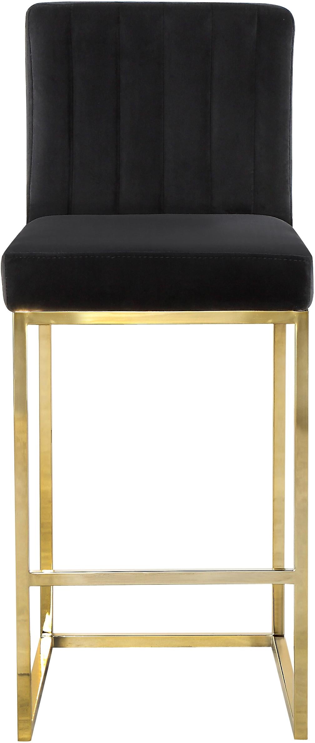Giselle Black Velvet Stool - galleria furniture outlet