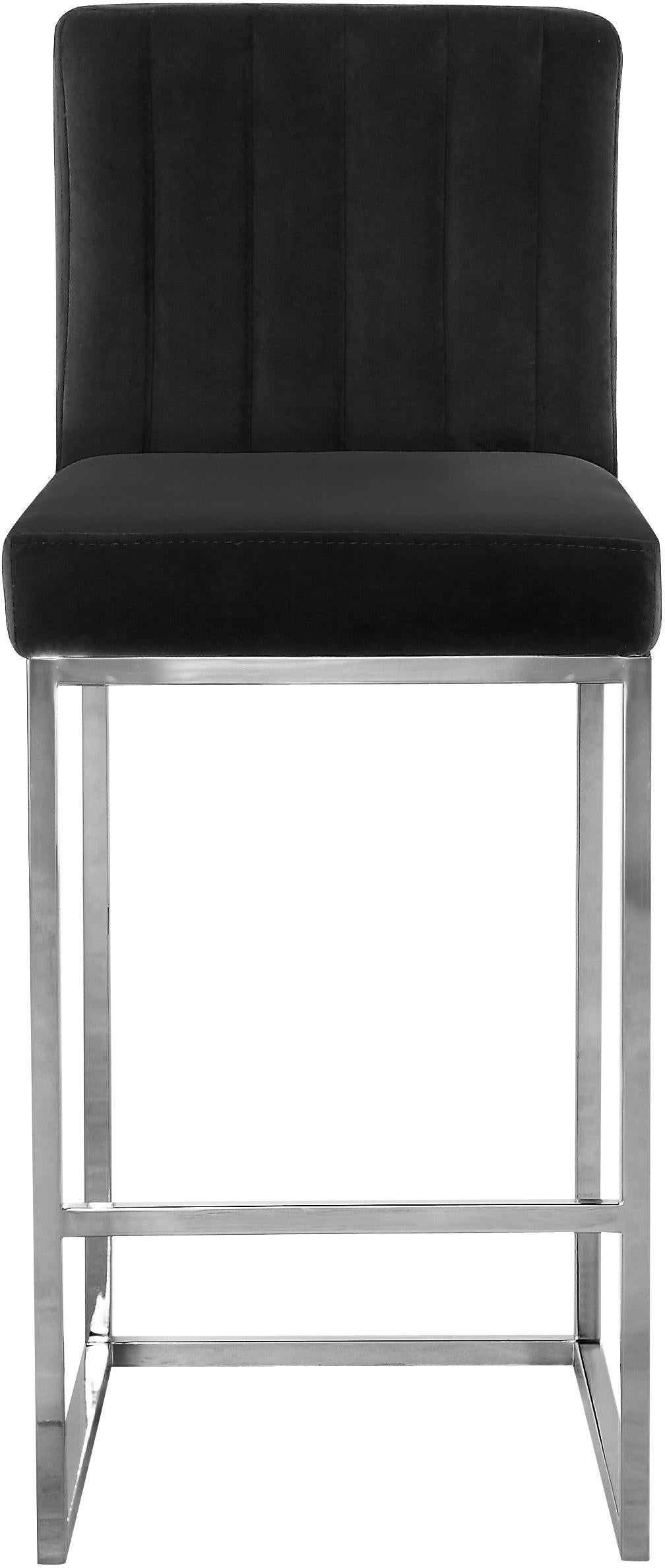 Giselle Black Velvet Stool - galleria furniture outlet