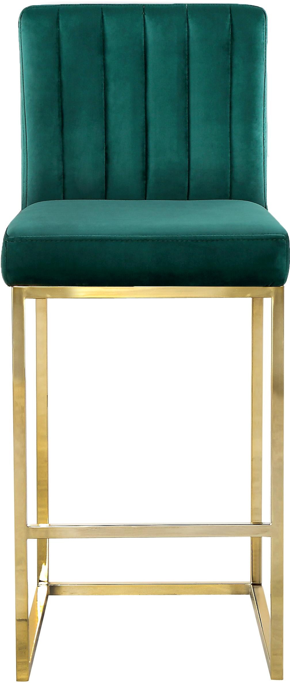 Giselle Green Velvet Stool - galleria furniture outlet