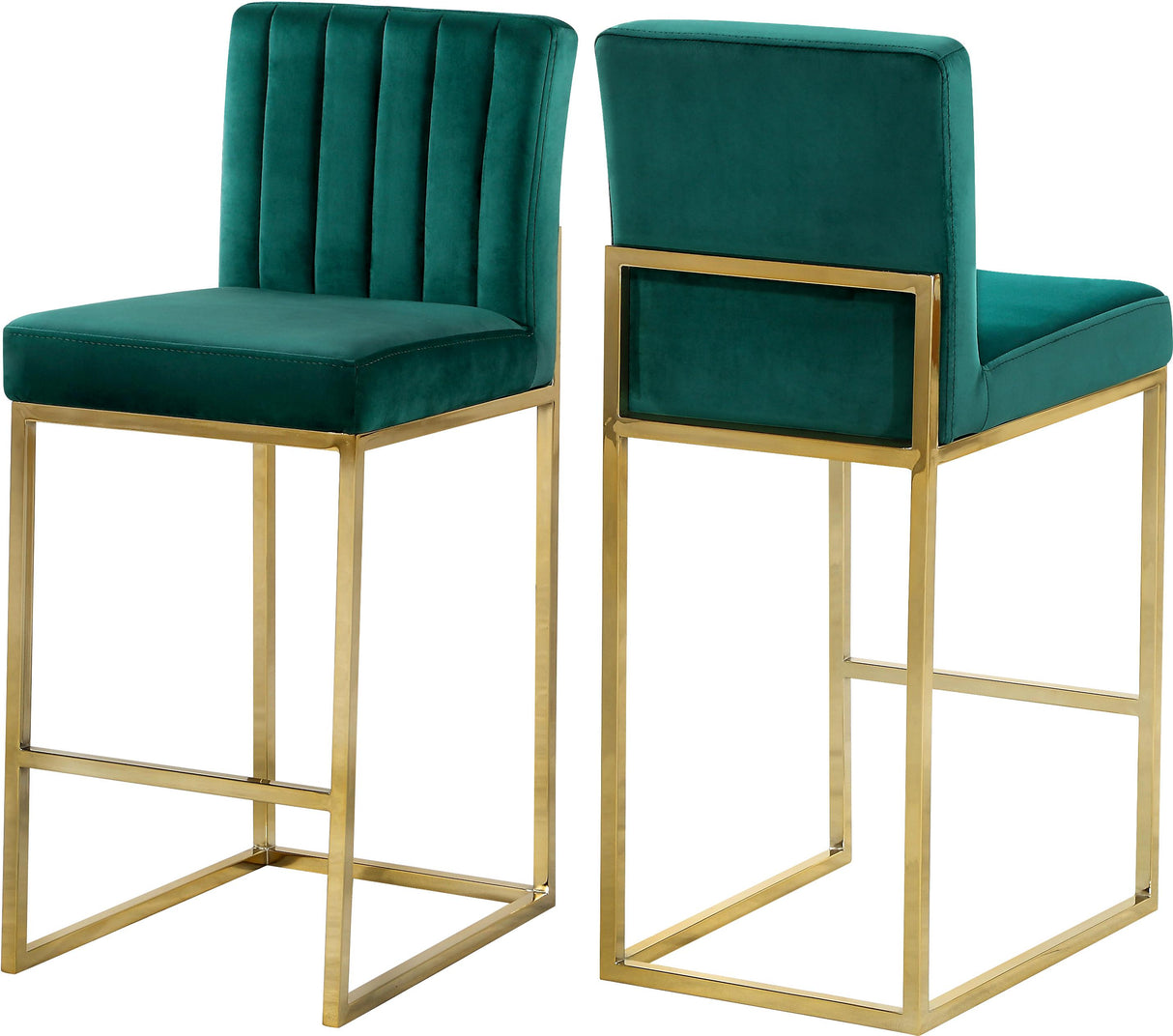 Giselle Green Velvet Stool - galleria furniture outlet