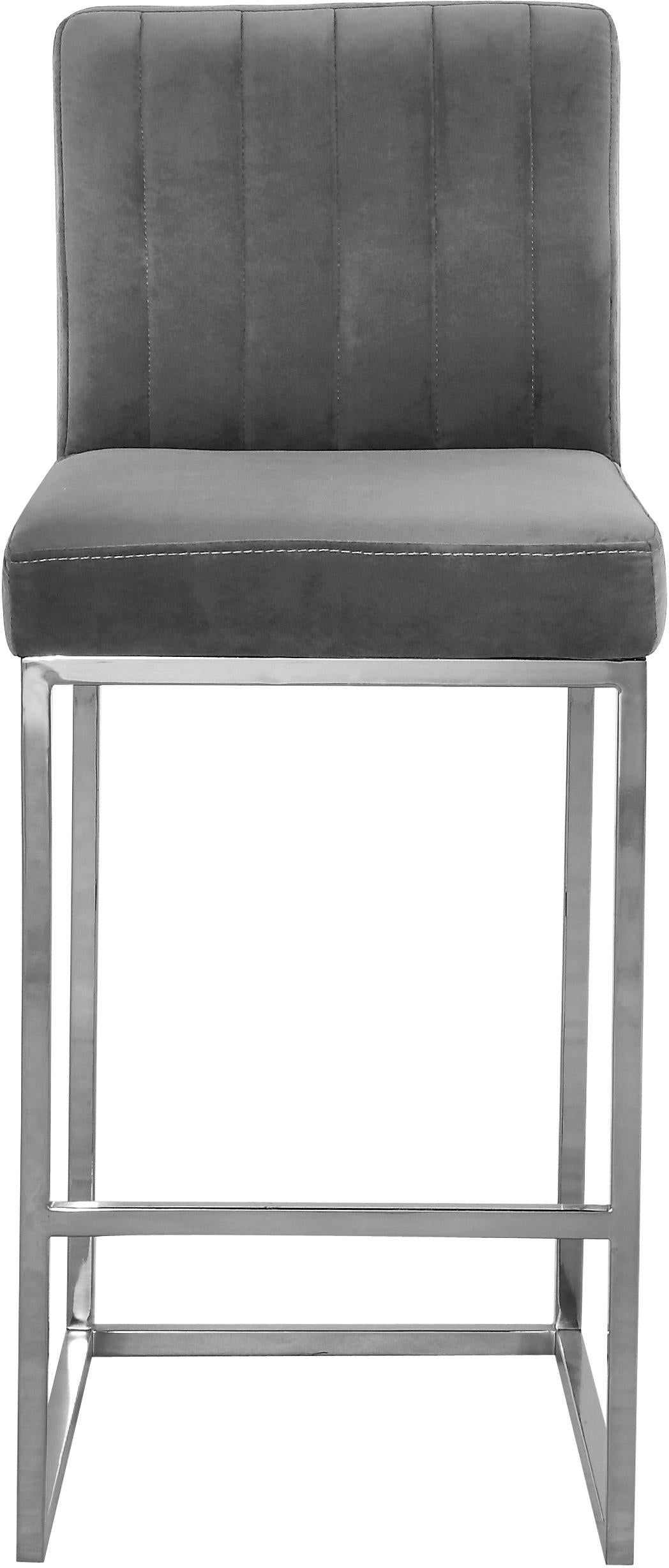 Giselle Grey Velvet Stool - galleria furniture outlet