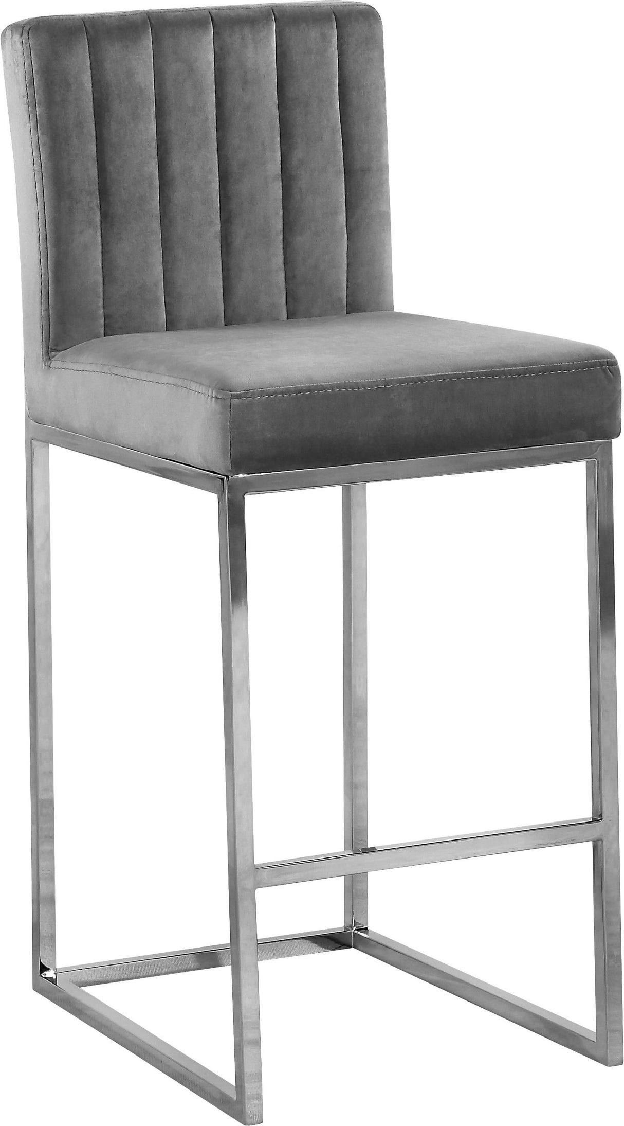 Giselle Grey Velvet Stool - galleria furniture outlet