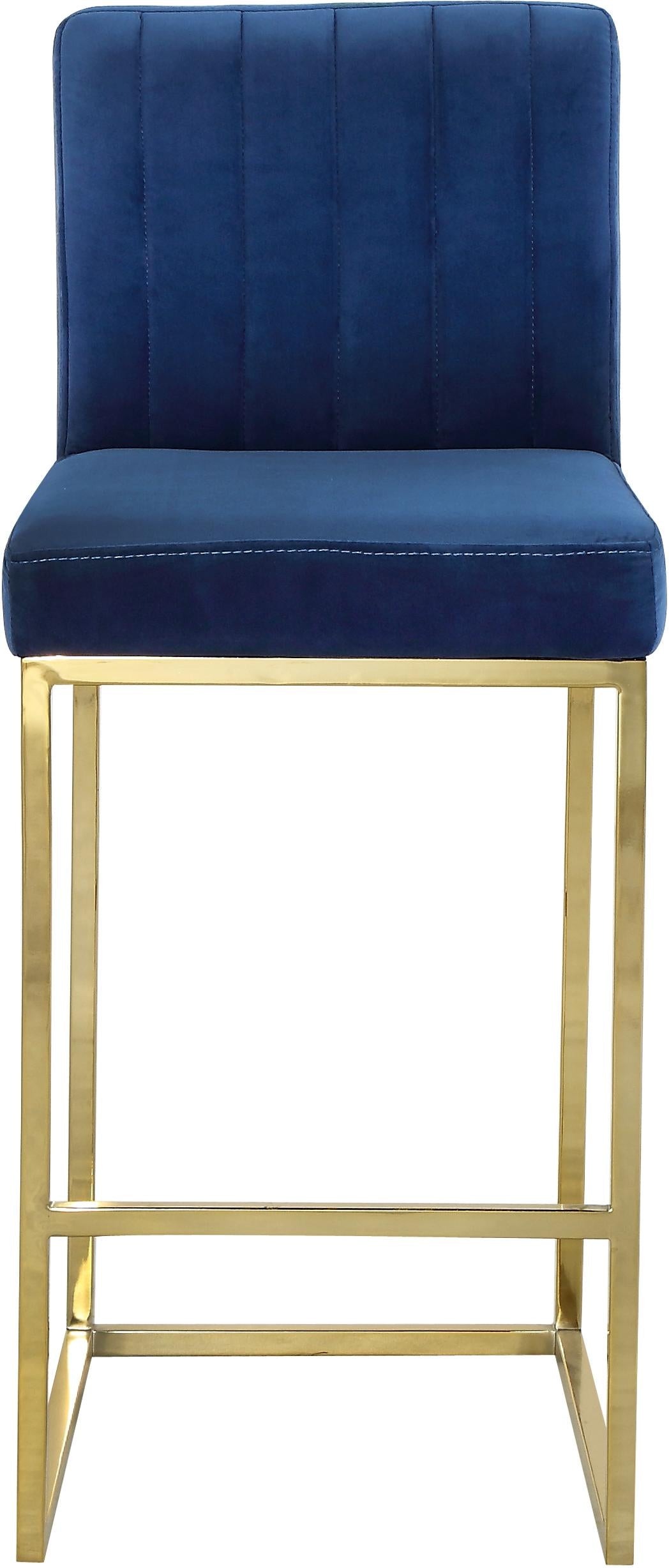Giselle Navy Velvet Stool - galleria furniture outlet