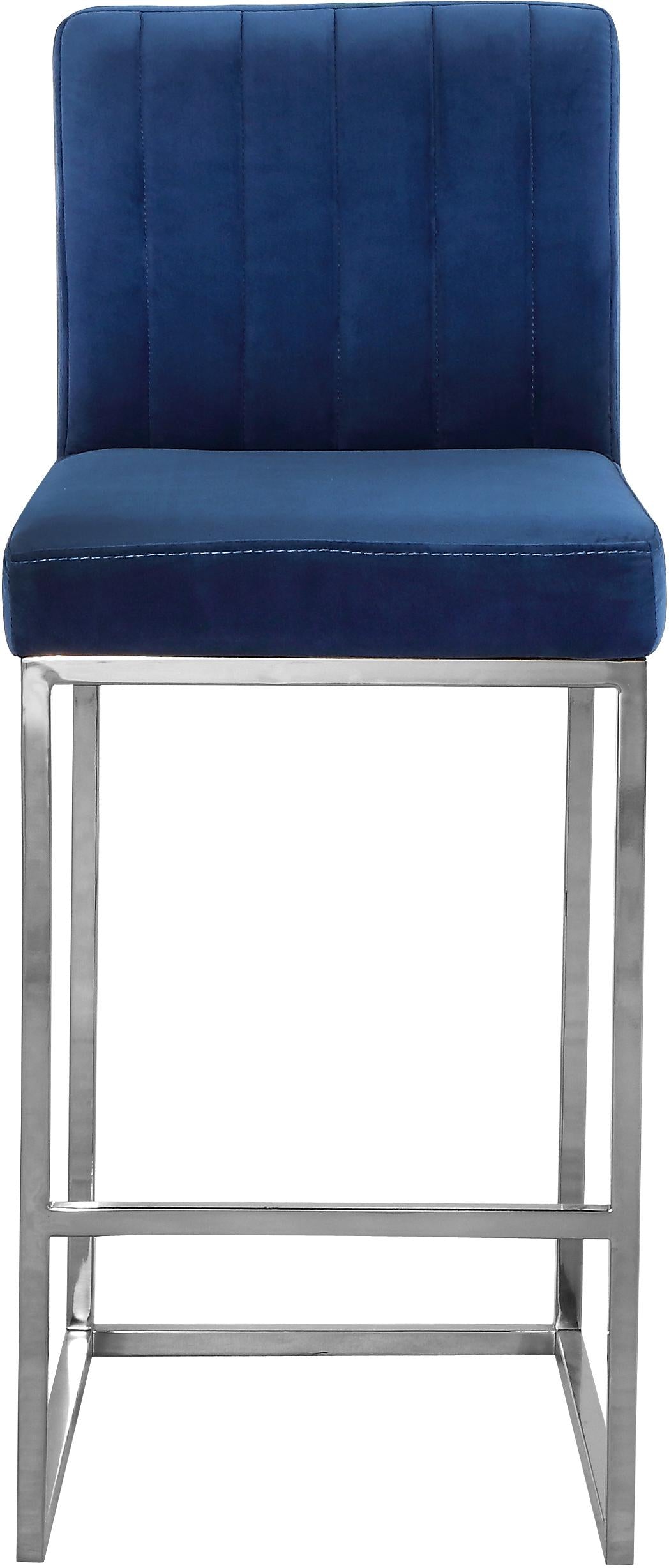 Giselle Navy Velvet Stool - galleria furniture outlet