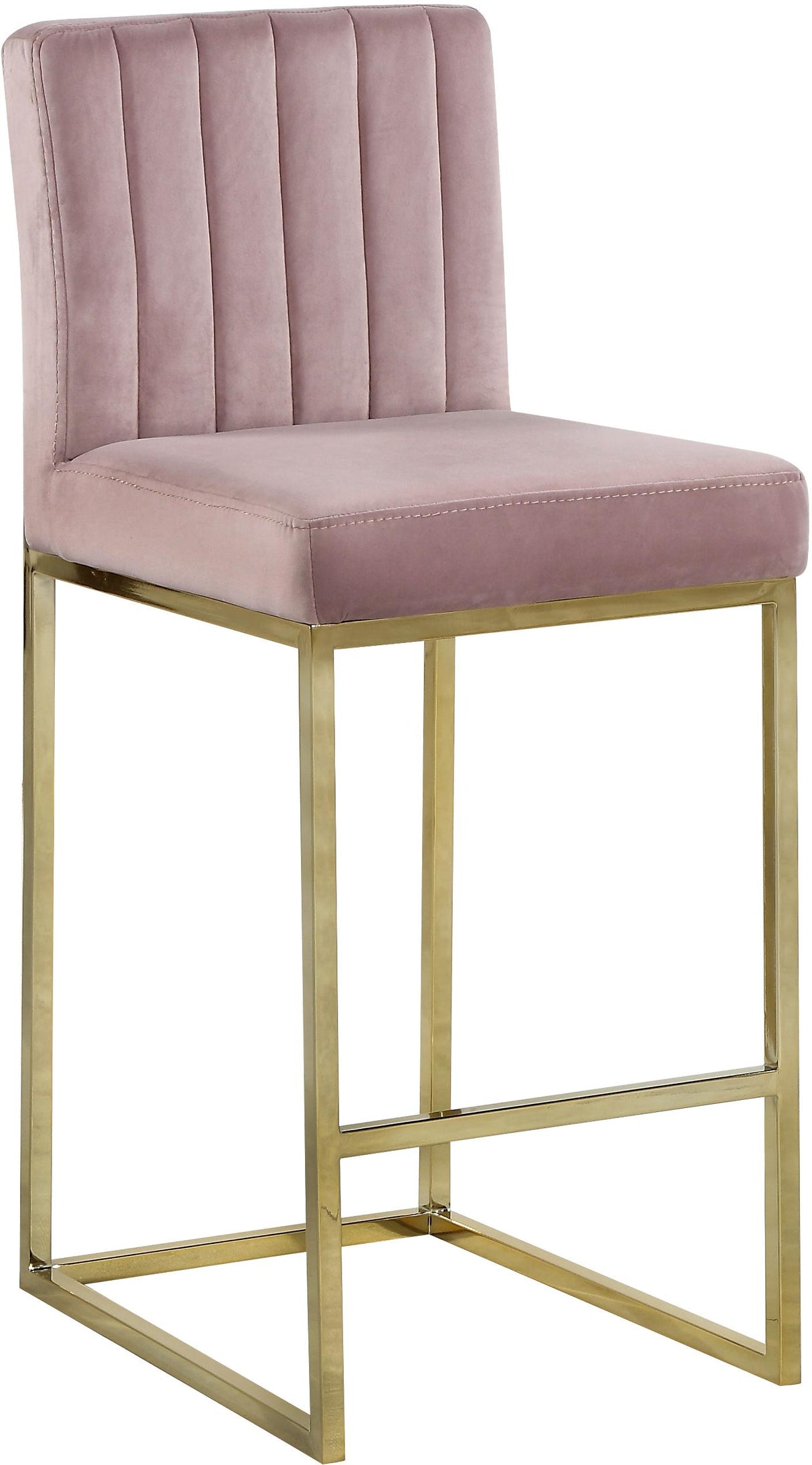 Giselle Pink Velvet Stool - galleria furniture outlet