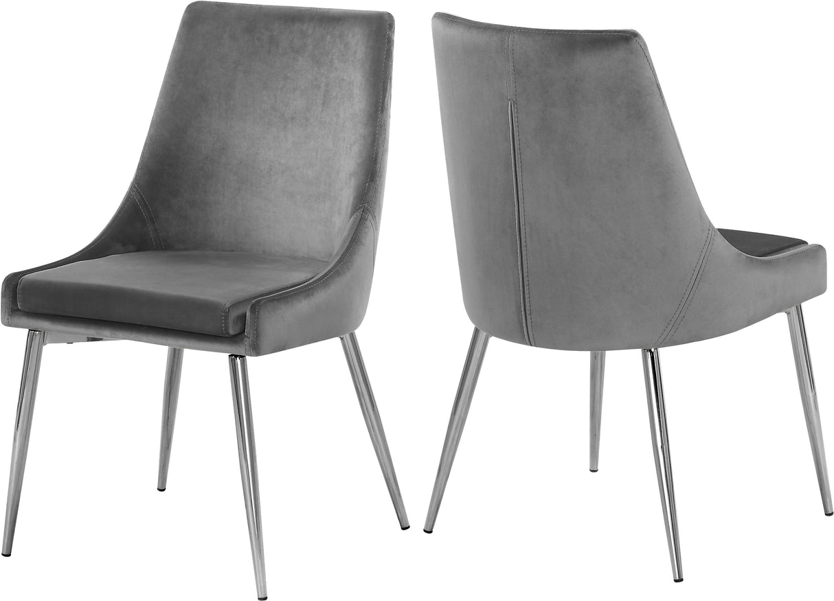 Karina Grey Velvet Dining Chair - galleria furniture outlet