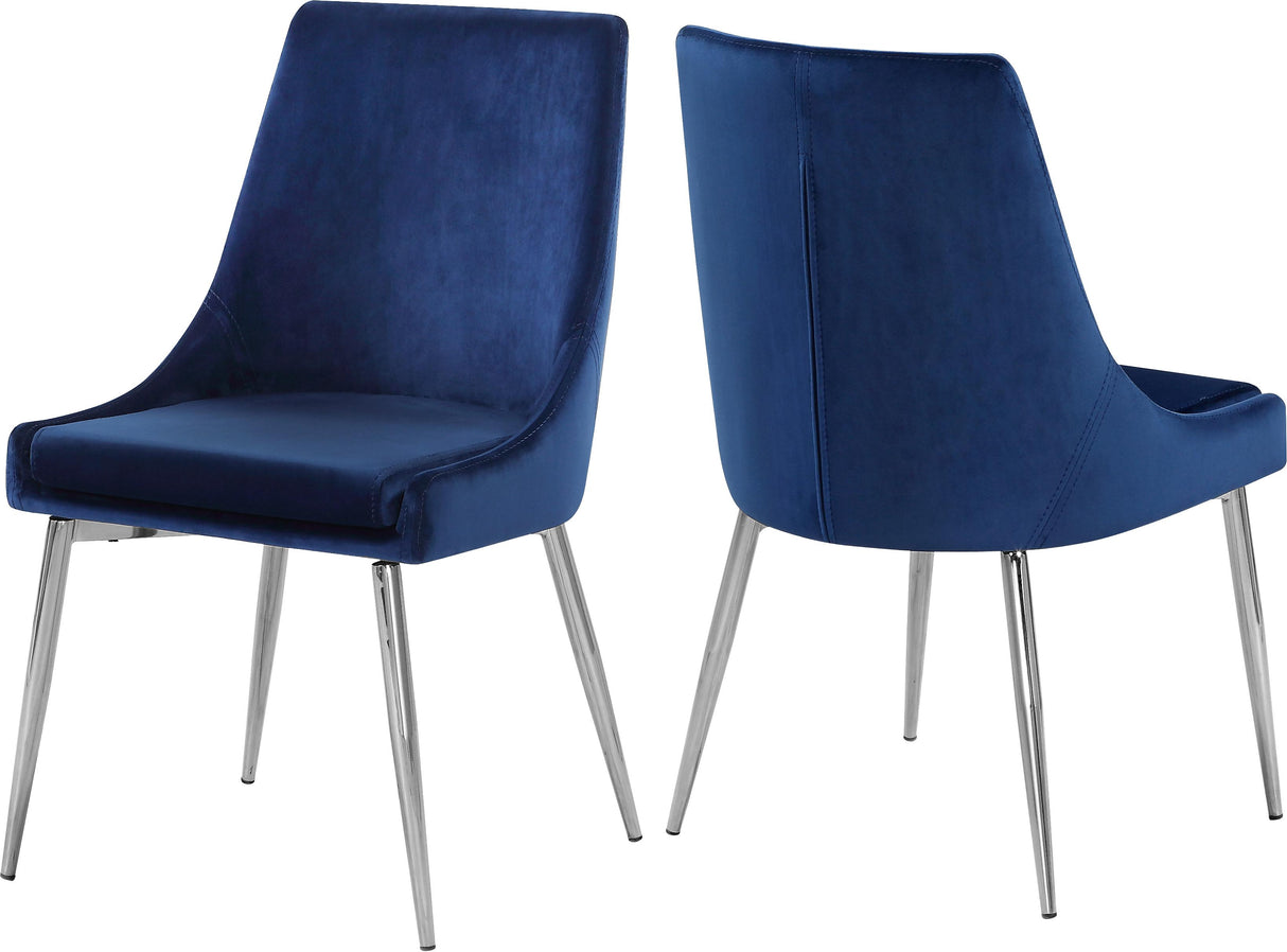 Karina Navy Velvet Dining Chair - galleria furniture outlet