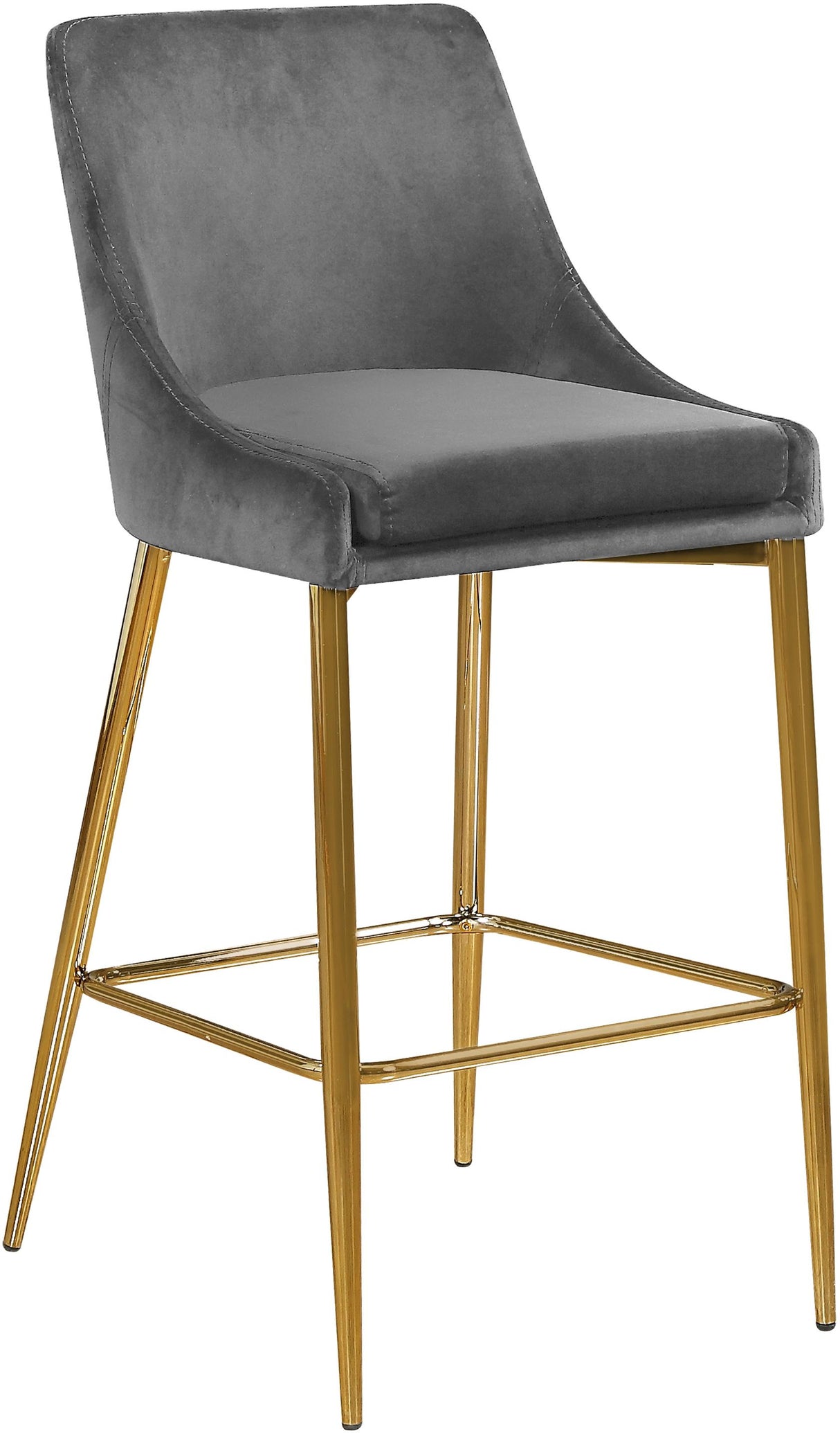 Karina Grey Velvet Stool - galleria furniture outlet