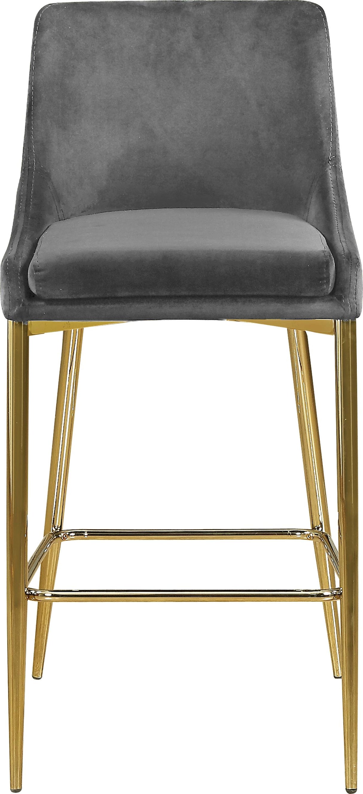 Karina Grey Velvet Stool - galleria furniture outlet