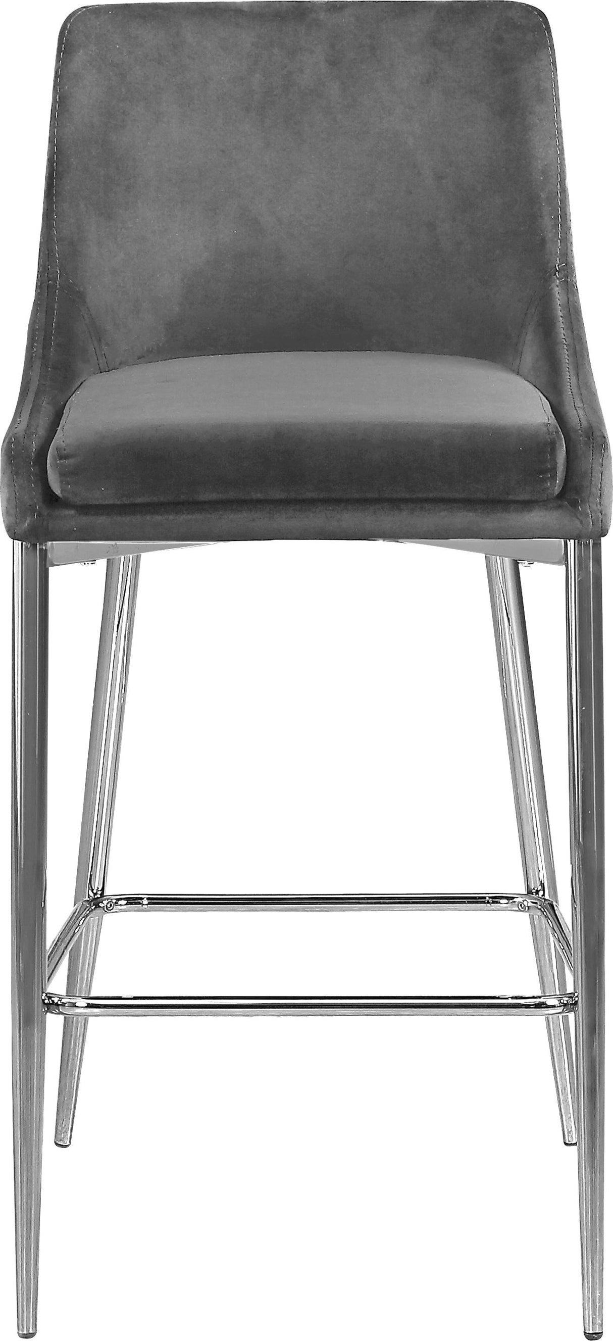 Karina Grey Velvet Stool - galleria furniture outlet