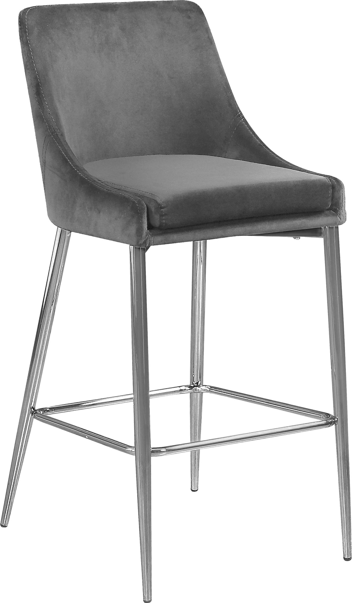Karina Grey Velvet Stool - galleria furniture outlet