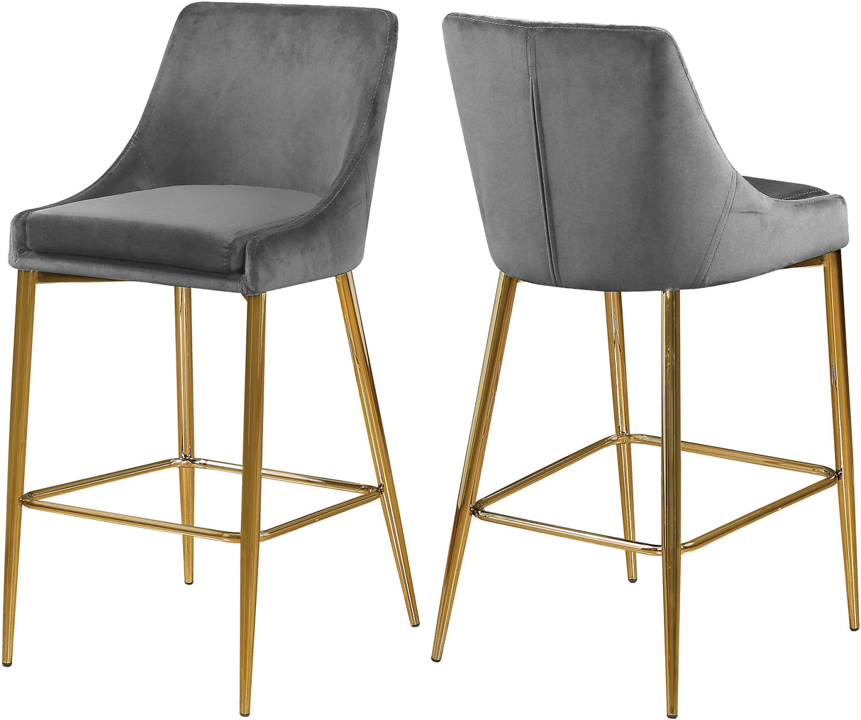 Karina Grey Velvet Stool - galleria furniture outlet