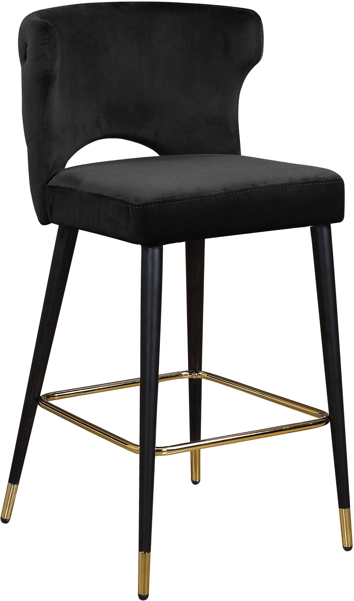 Kelly Black Velvet Stool - galleria furniture outlet