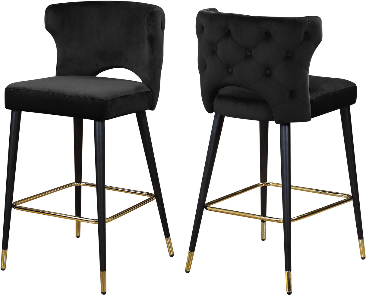 Kelly Black Velvet Stool