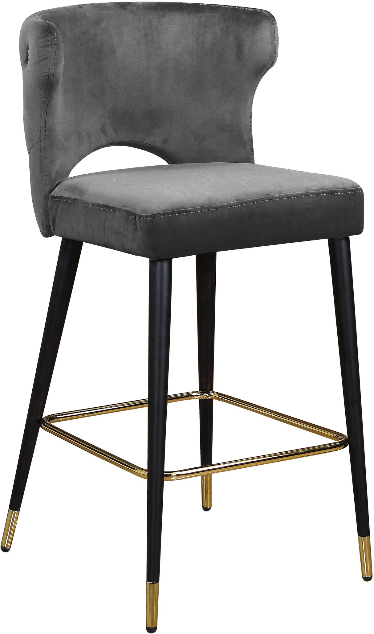 Kelly Grey Velvet Stool - galleria furniture outlet
