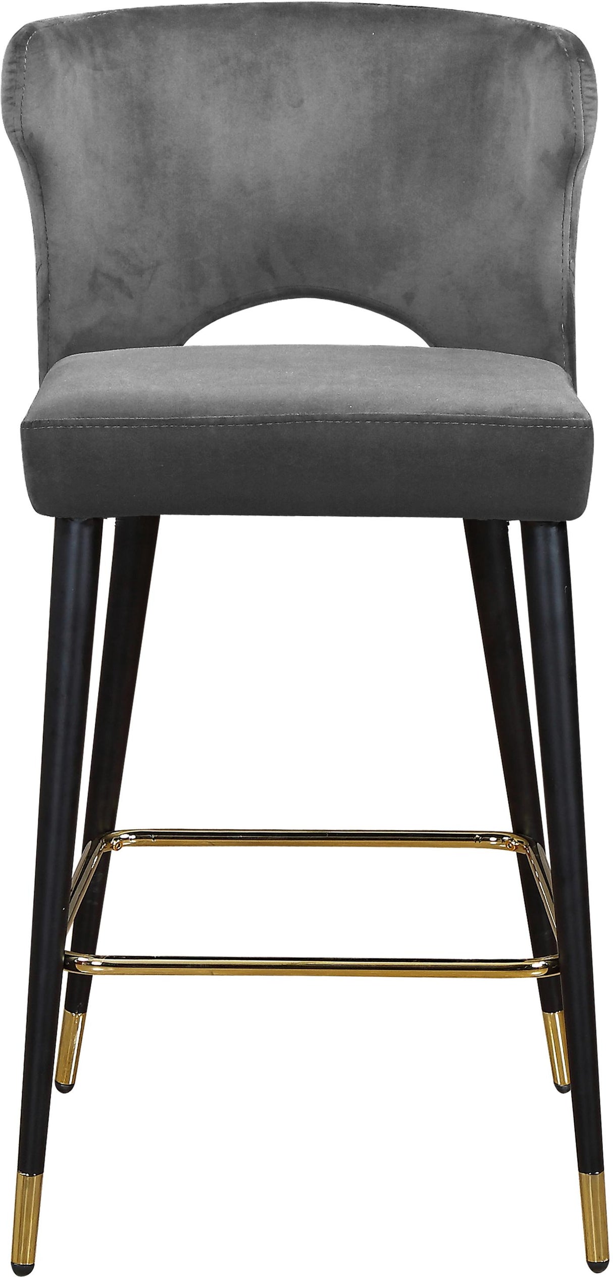 Kelly Grey Velvet Stool - galleria furniture outlet