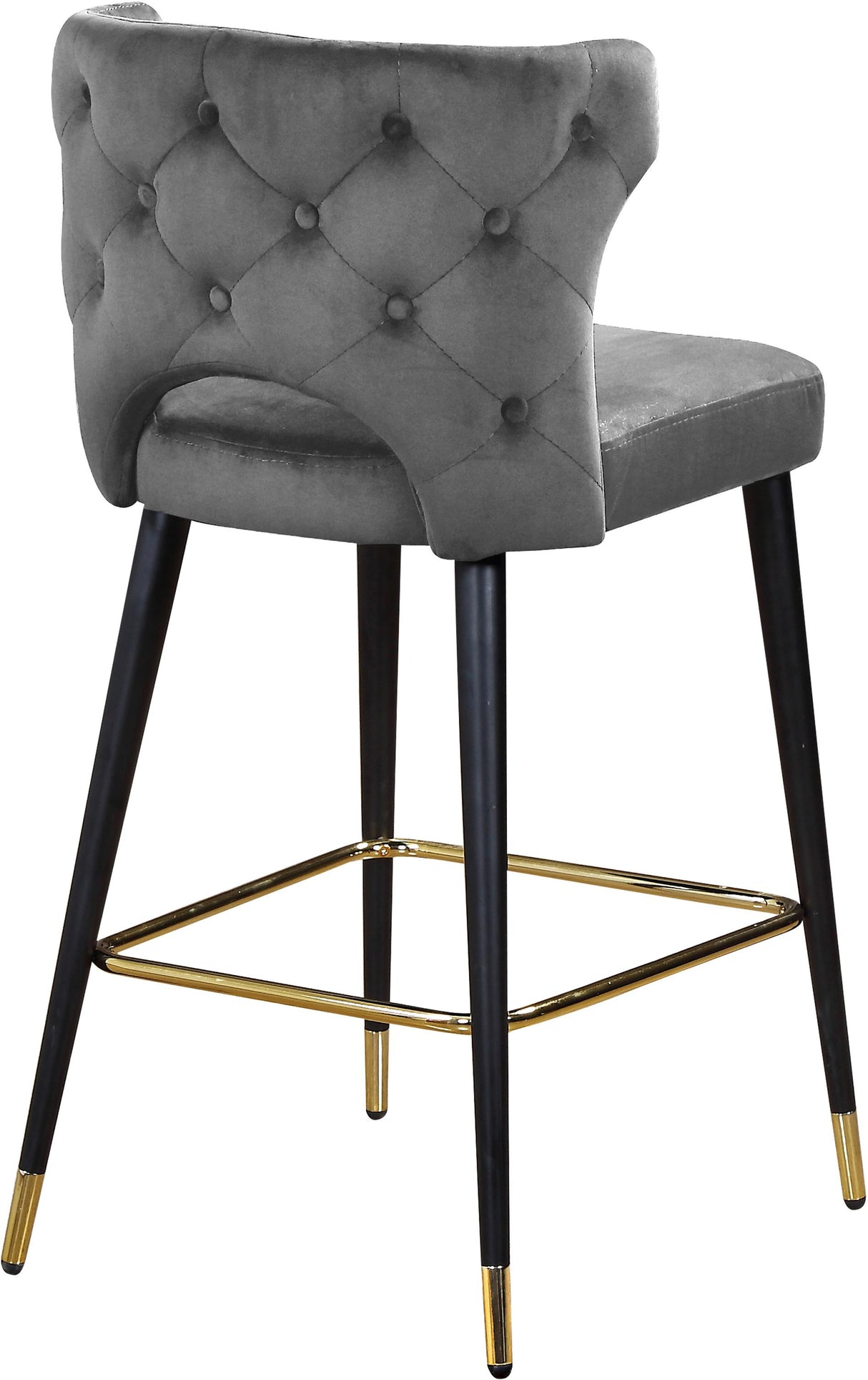 Kelly Grey Velvet Stool - galleria furniture outlet
