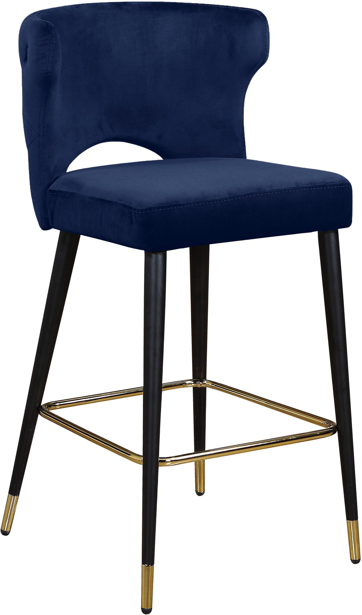 Kelly Navy Velvet Stool - galleria furniture outlet