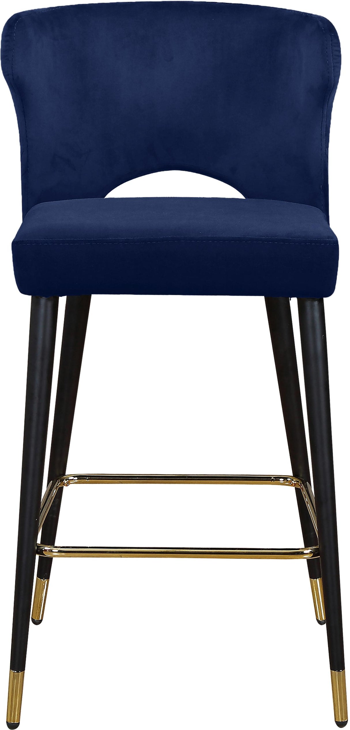 Kelly Navy Velvet Stool - galleria furniture outlet