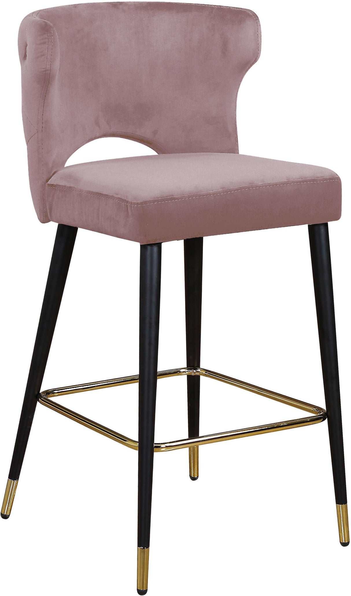 Kelly Pink Velvet Stool - galleria furniture outlet