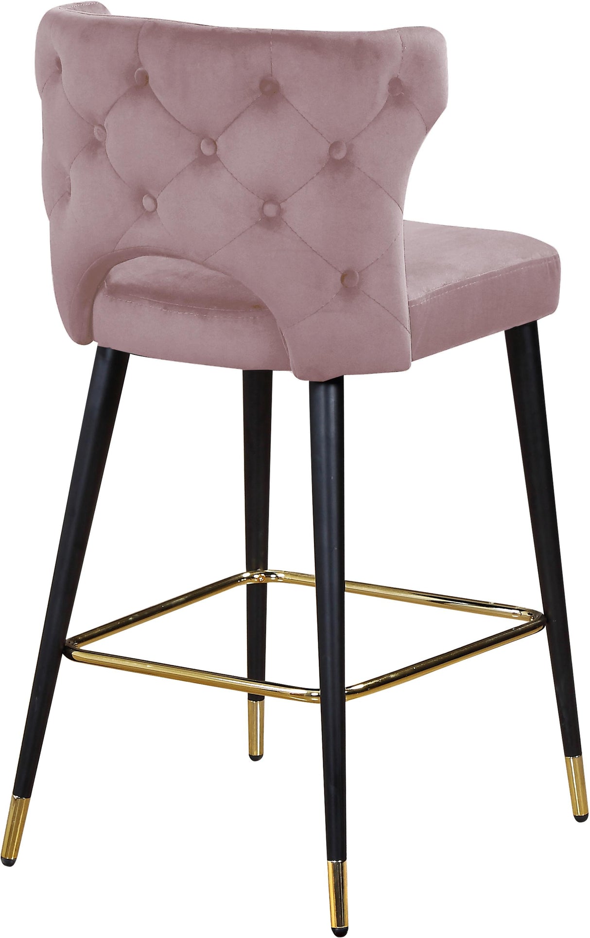 Kelly Pink Velvet Stool - galleria furniture outlet