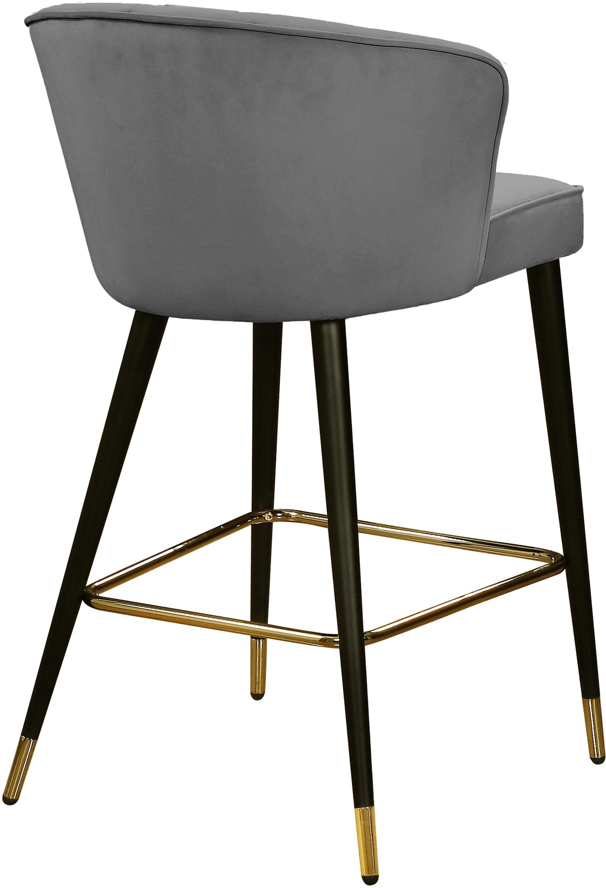 Cassie Grey Velvet Stool - galleria furniture outlet