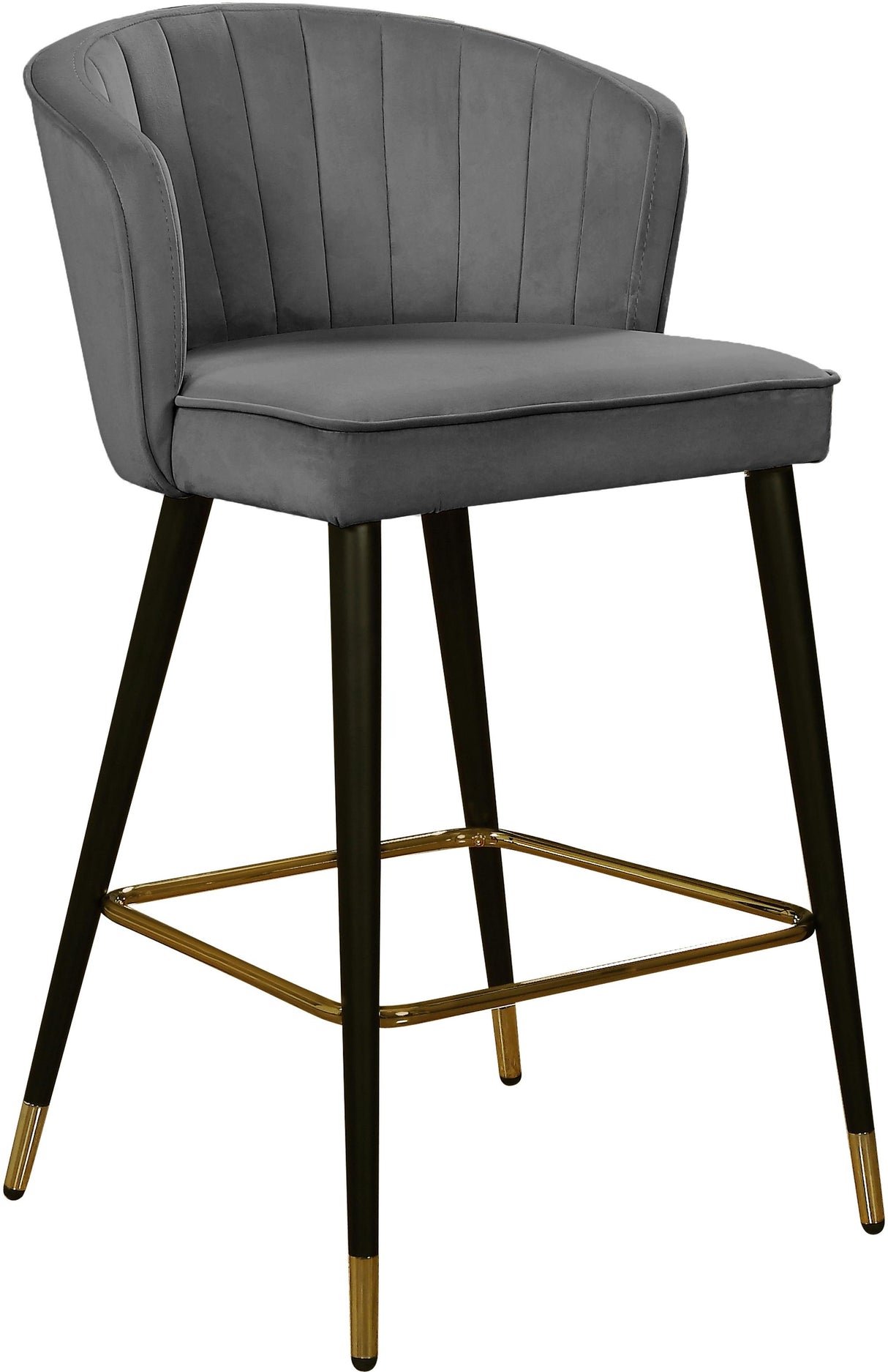 Cassie Grey Velvet Stool - galleria furniture outlet