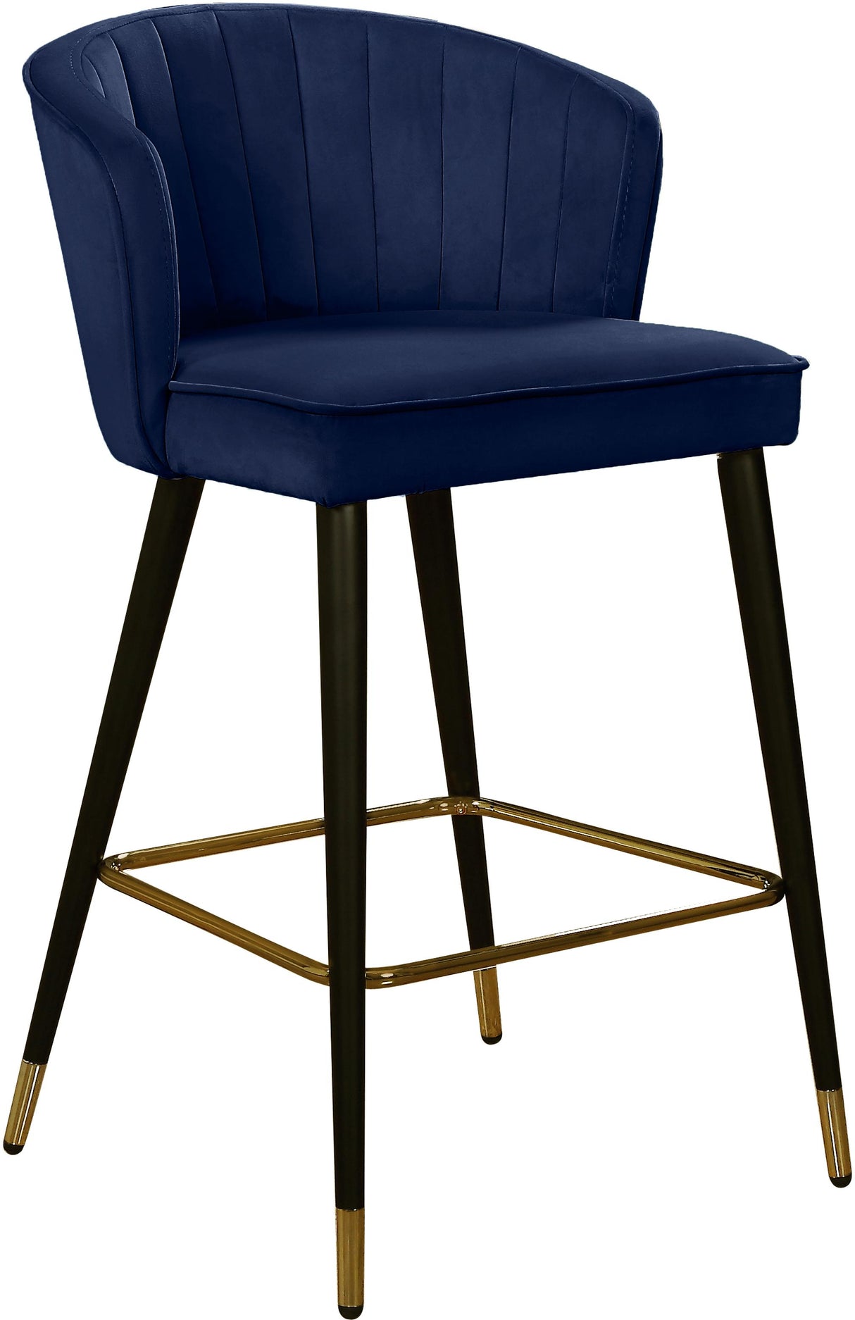 Cassie Navy Velvet Stool - galleria furniture outlet