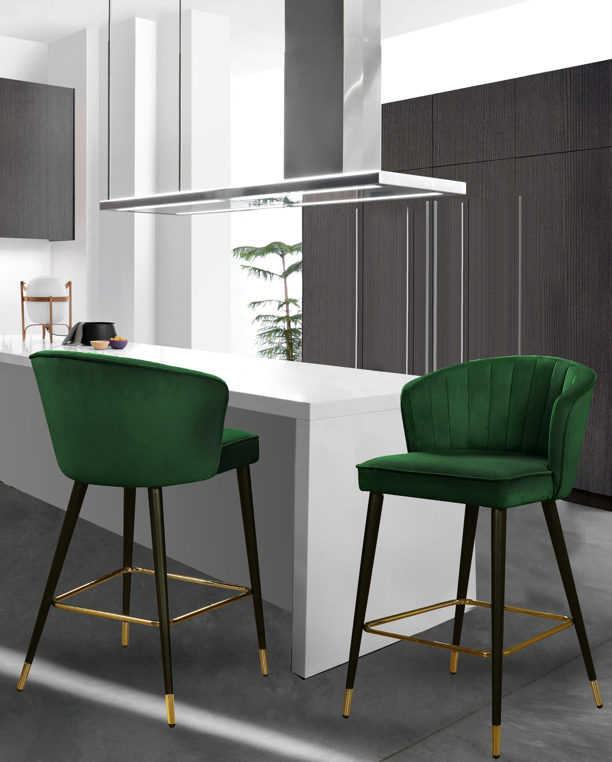 Cassie Green Velvet Stool - galleria furniture outlet