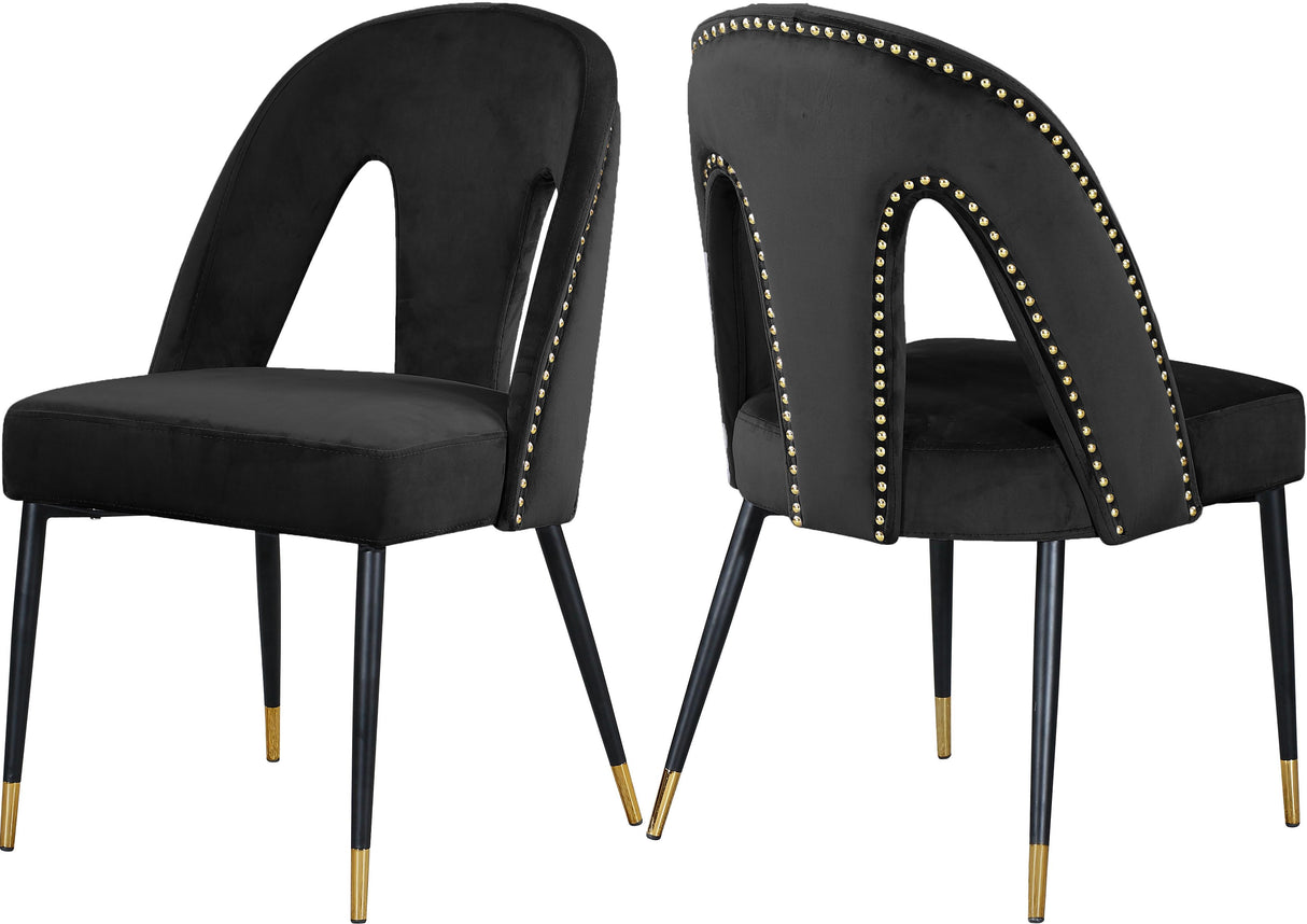 Akoya Black Velvet Dining Chair - galleria furniture outlet