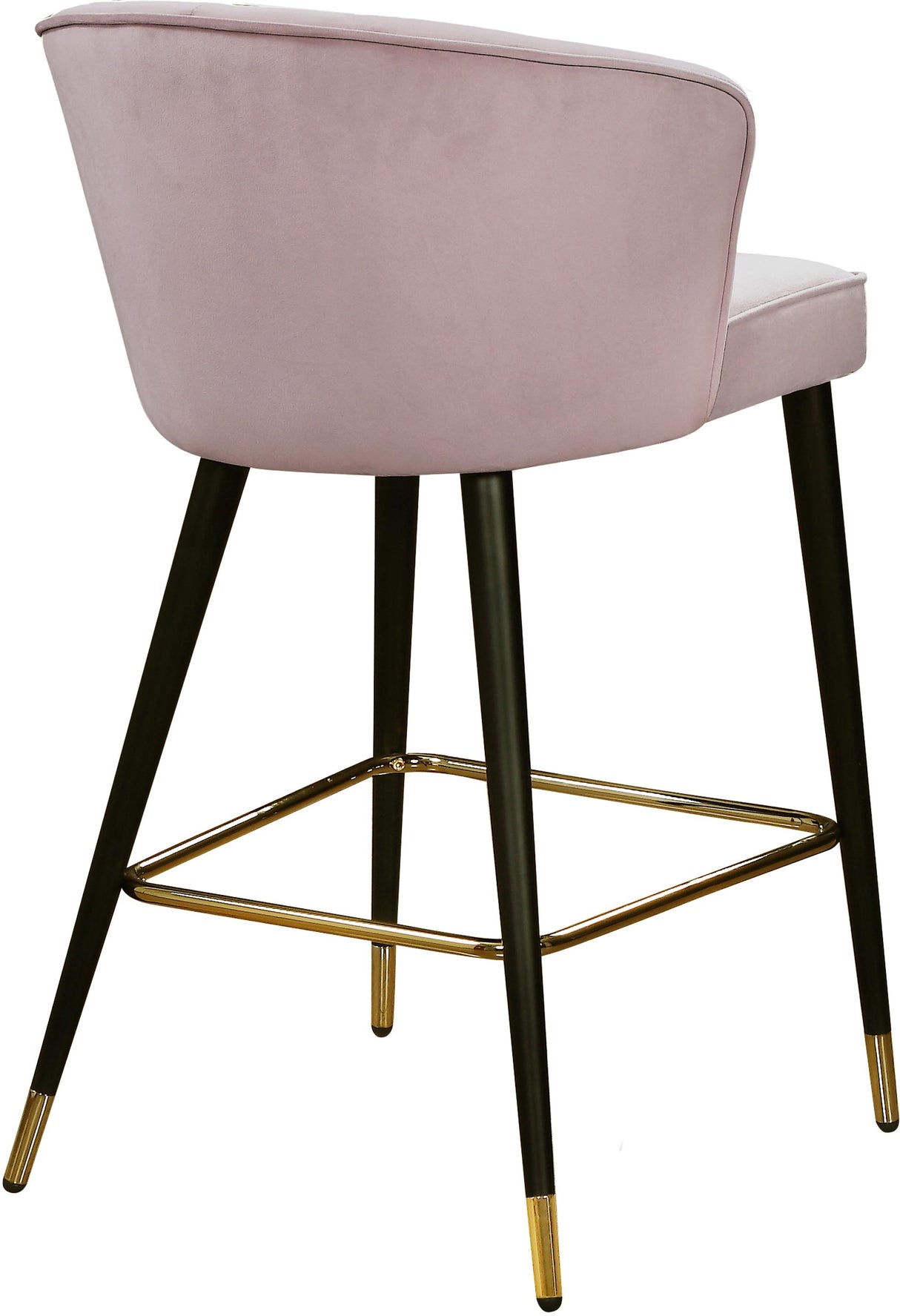 Cassie Pink Velvet Stool - galleria furniture outlet