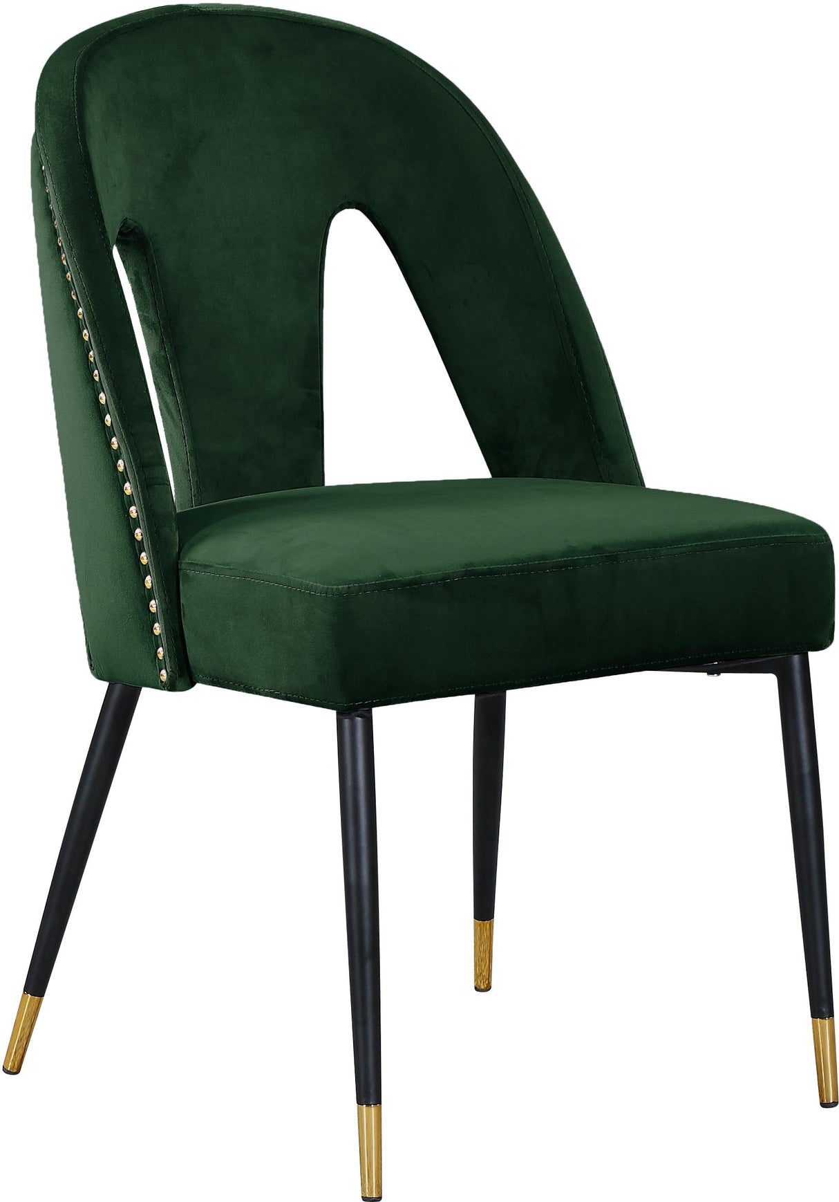 Akoya Green Velvet Dining Chair - galleria furniture outlet
