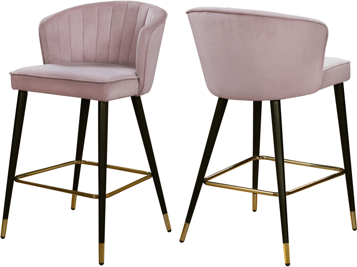 Cassie Pink Velvet Stool