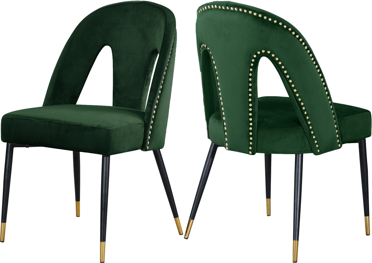 Akoya Green Velvet Dining Chair - galleria furniture outlet