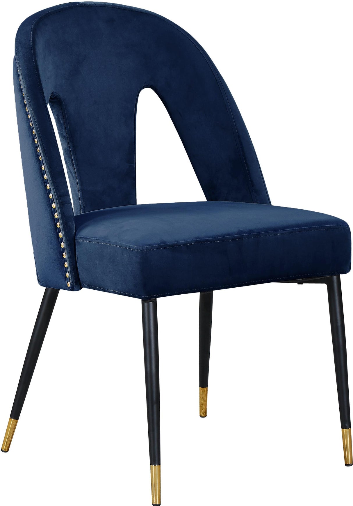 Akoya Navy Velvet Dining Chair - galleria furniture outlet