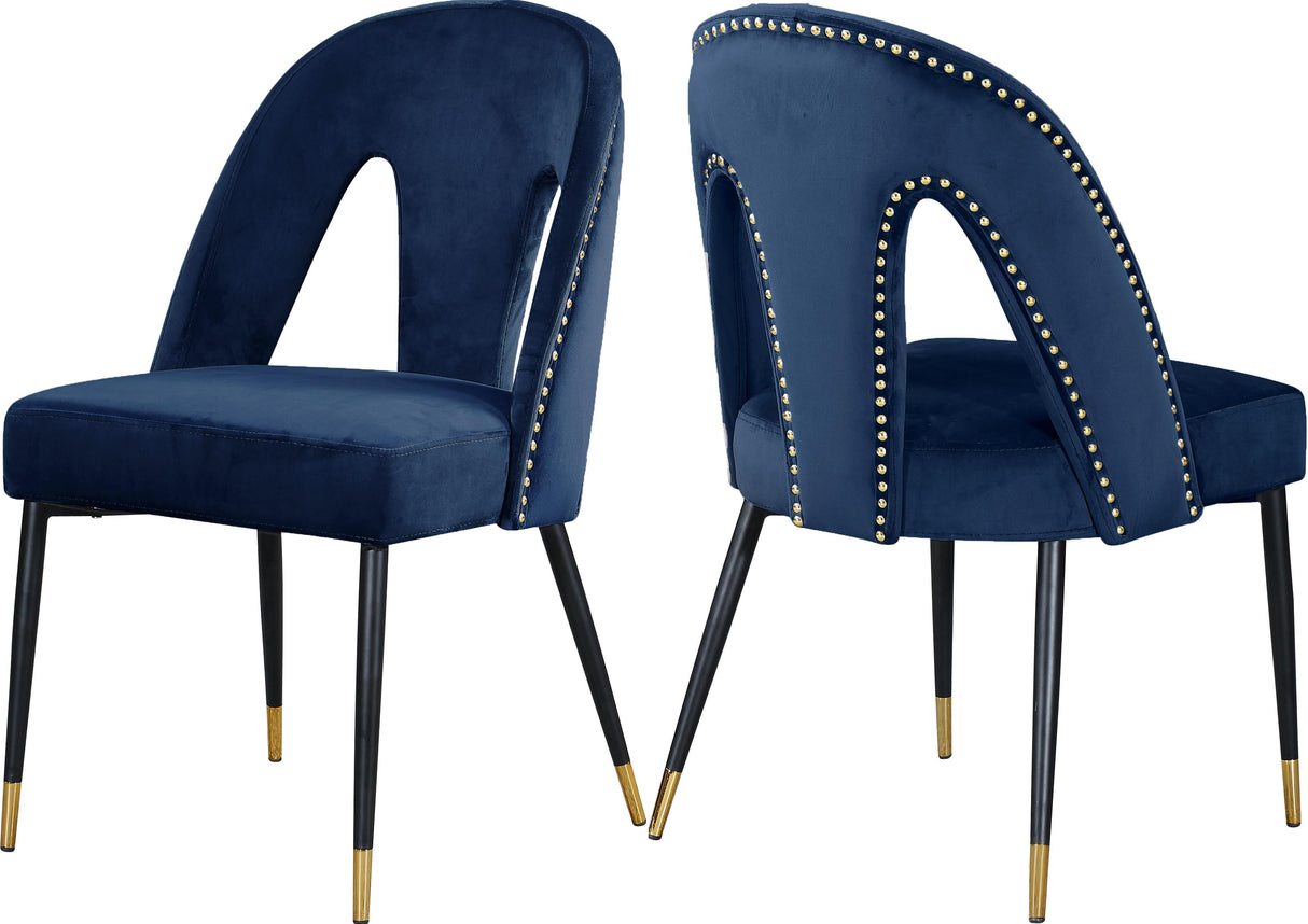 Akoya Navy Velvet Dining Chair - galleria furniture outlet