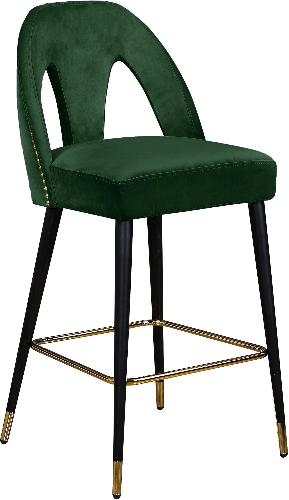 Akoya Green Velvet Stool - galleria furniture outlet