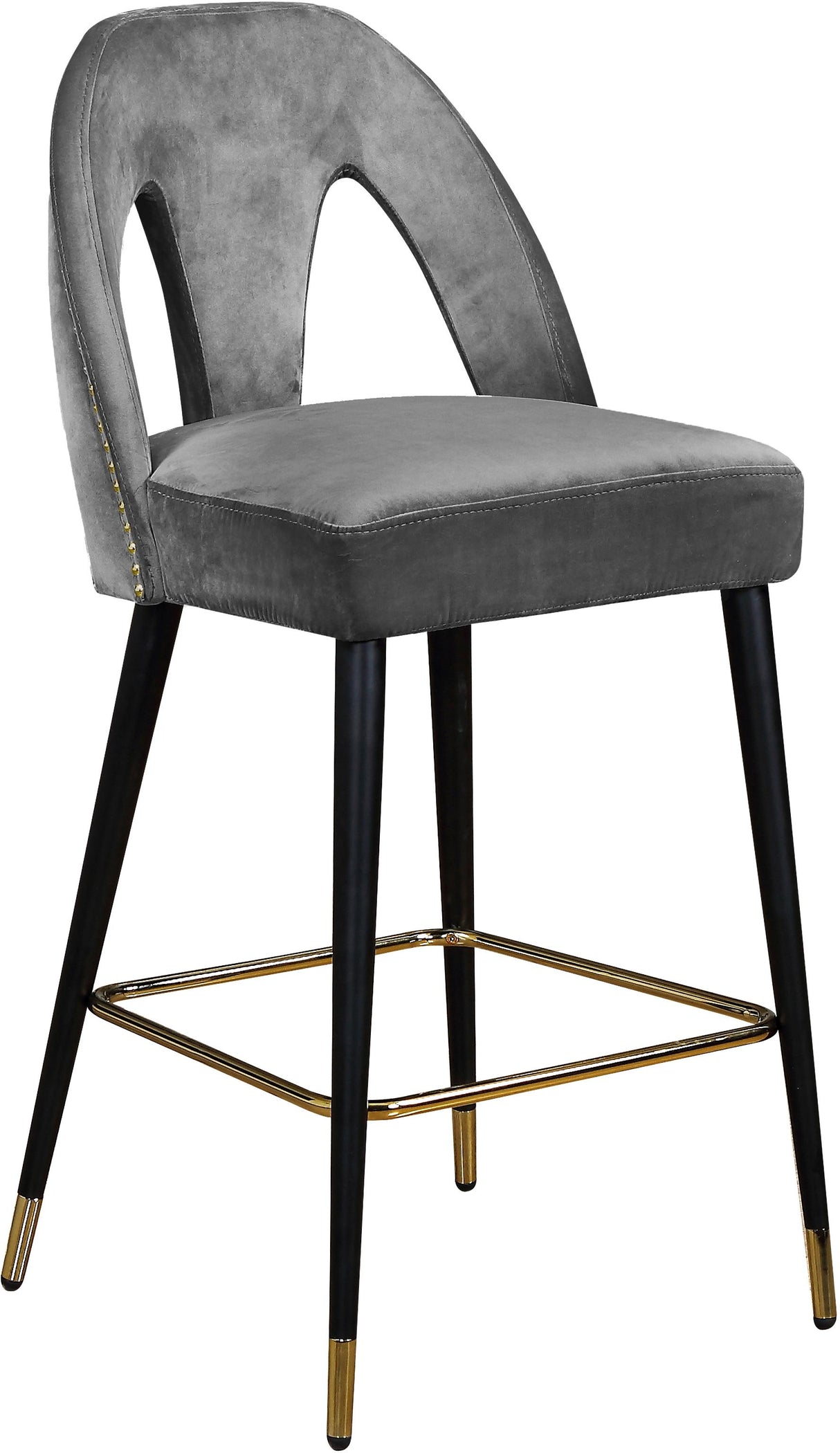 Akoya Grey Velvet Stool - galleria furniture outlet