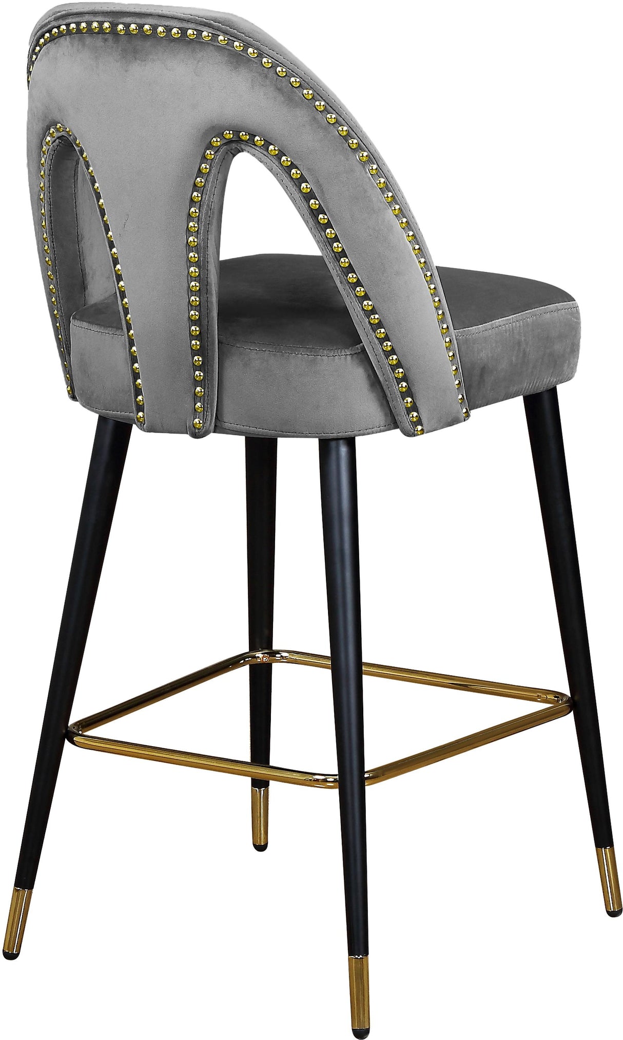 Akoya Grey Velvet Stool - galleria furniture outlet